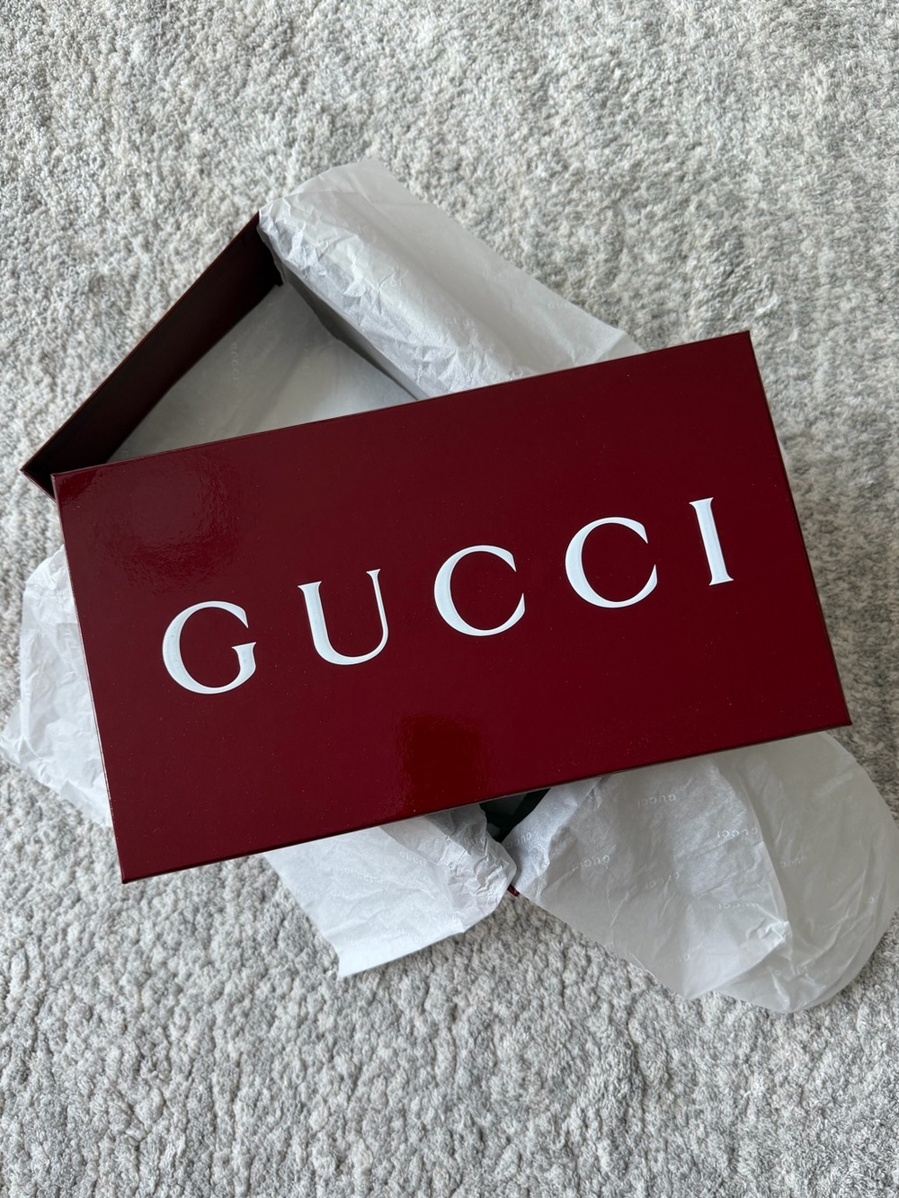 Gucci Glossy Burgundy Shoebox with White Logo